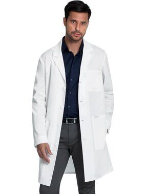 Unisex Lab Coat with 3 Pockets, 38" Length - Perfect for Healthcare